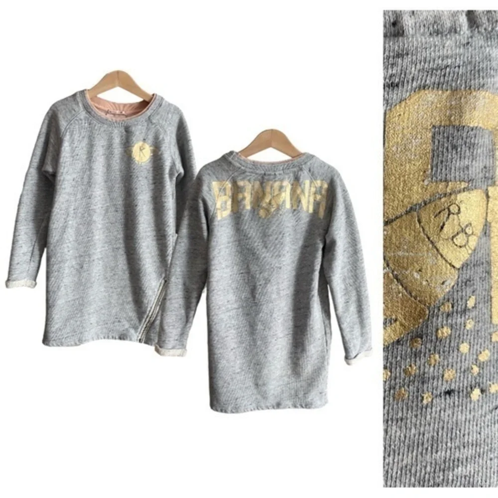 Scotch & Soda Scotch R’Belle Gray Metallic Gold Banana Sweatshirt Dress 6